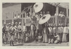 Nos troupes en Birmanie, Réception du Major Yates, RA, par le Tswabaw de Theebaw
